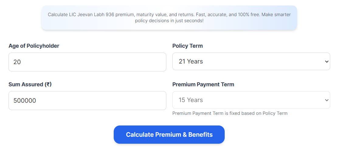 LIC Jeevan Labh Calculator